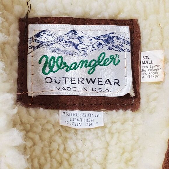 Wrangler Mens Sz Small Leather Sherpa Lined Vest Western Distressed - Picture 3 of 6